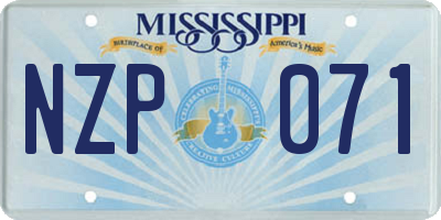 MS license plate NZP071
