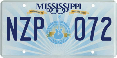 MS license plate NZP072