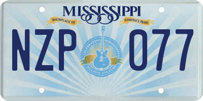 MS license plate NZP077