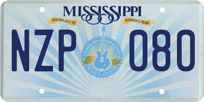 MS license plate NZP080