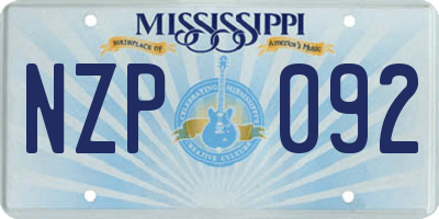 MS license plate NZP092