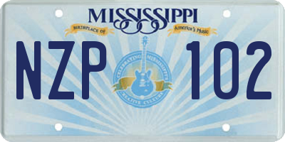 MS license plate NZP102