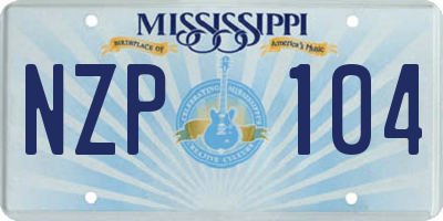 MS license plate NZP104