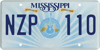 MS license plate NZP110