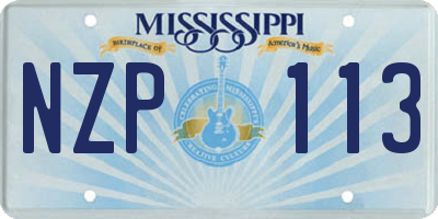 MS license plate NZP113