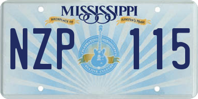 MS license plate NZP115