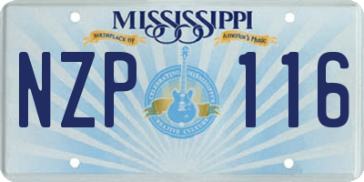 MS license plate NZP116