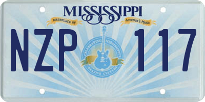 MS license plate NZP117