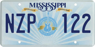 MS license plate NZP122