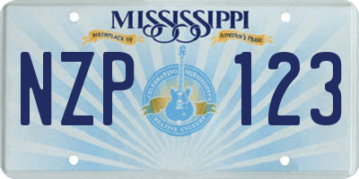 MS license plate NZP123
