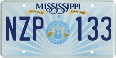 MS license plate NZP133