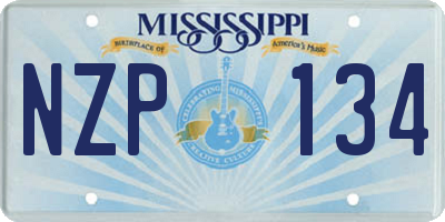 MS license plate NZP134