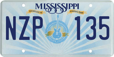 MS license plate NZP135