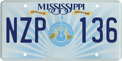 MS license plate NZP136