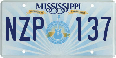 MS license plate NZP137