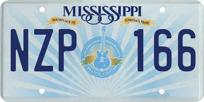 MS license plate NZP166