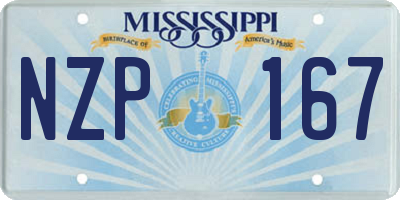 MS license plate NZP167