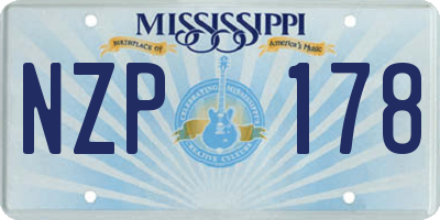 MS license plate NZP178