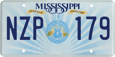 MS license plate NZP179