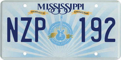 MS license plate NZP192