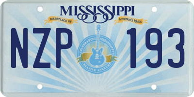 MS license plate NZP193
