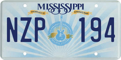 MS license plate NZP194