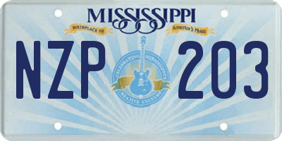MS license plate NZP203