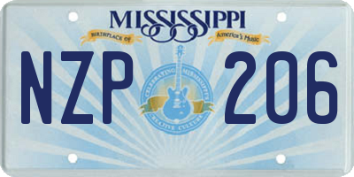 MS license plate NZP206