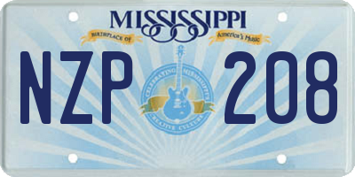 MS license plate NZP208