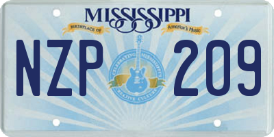 MS license plate NZP209