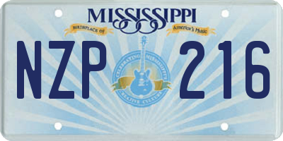 MS license plate NZP216