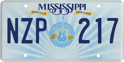 MS license plate NZP217