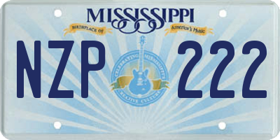 MS license plate NZP222