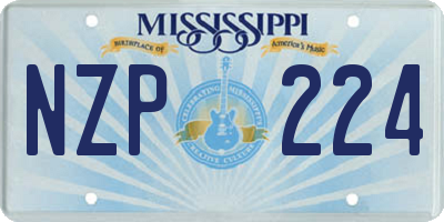 MS license plate NZP224