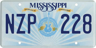 MS license plate NZP228
