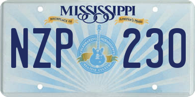MS license plate NZP230