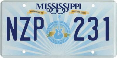 MS license plate NZP231