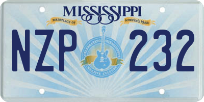 MS license plate NZP232