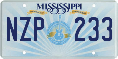 MS license plate NZP233