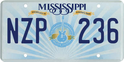 MS license plate NZP236