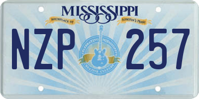 MS license plate NZP257