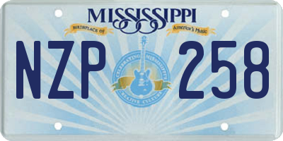 MS license plate NZP258