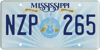 MS license plate NZP265