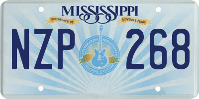 MS license plate NZP268