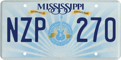MS license plate NZP270