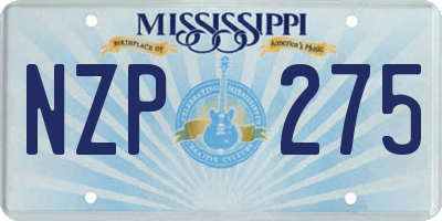 MS license plate NZP275