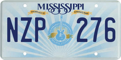 MS license plate NZP276