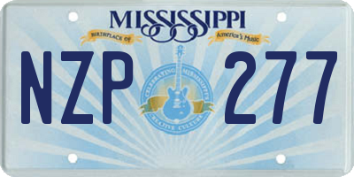 MS license plate NZP277