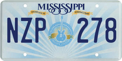 MS license plate NZP278