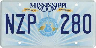 MS license plate NZP280
